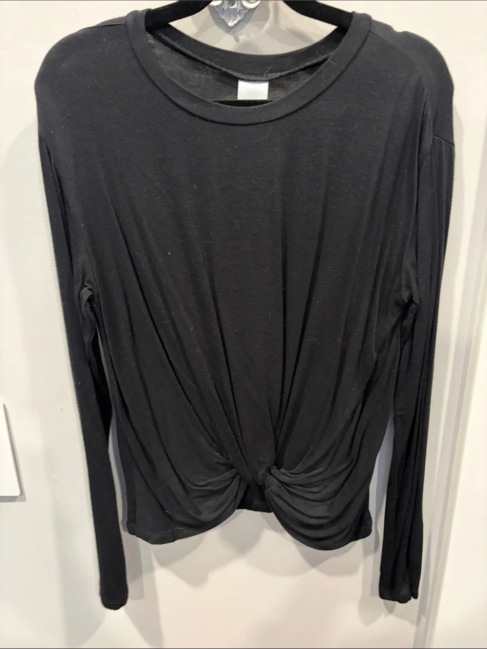 Nordstrom Black Long Sleeve Twist-Front Tee
